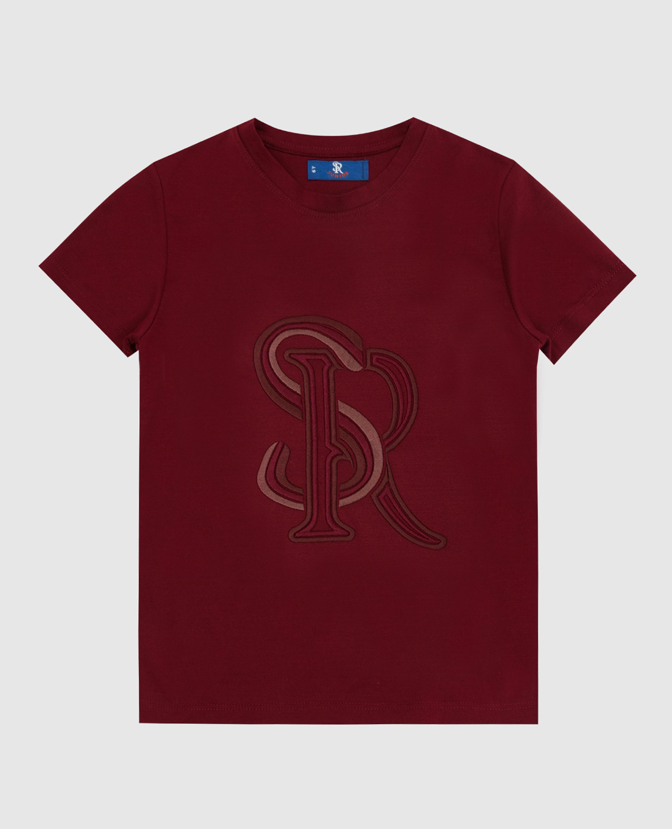 Children's burgundy t-shirt with monogram embroidery