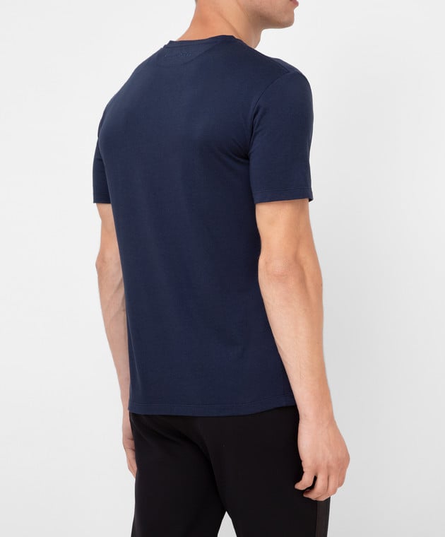 Stefano Ricci Темно-синя футболка з вишивкою логотипу MNH1401350803 зображення 4