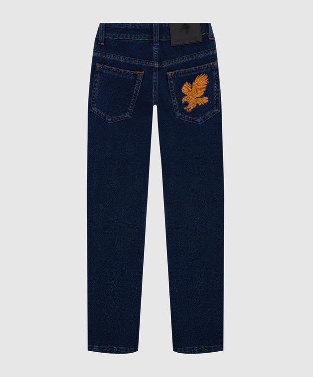 Stefano Ricci Детские темно-синие джинсы с вышивкой YFT8201050K807 изображение 2