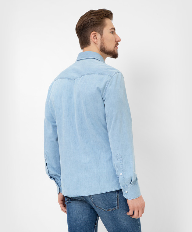 Brunello Cucinelli Голубая джинсовая рубашка MW6674008 изображение 4