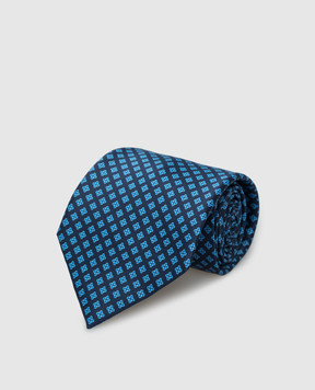 Stefano Ricci Темно-синий шелковый галстук в узор паттерн CH39033