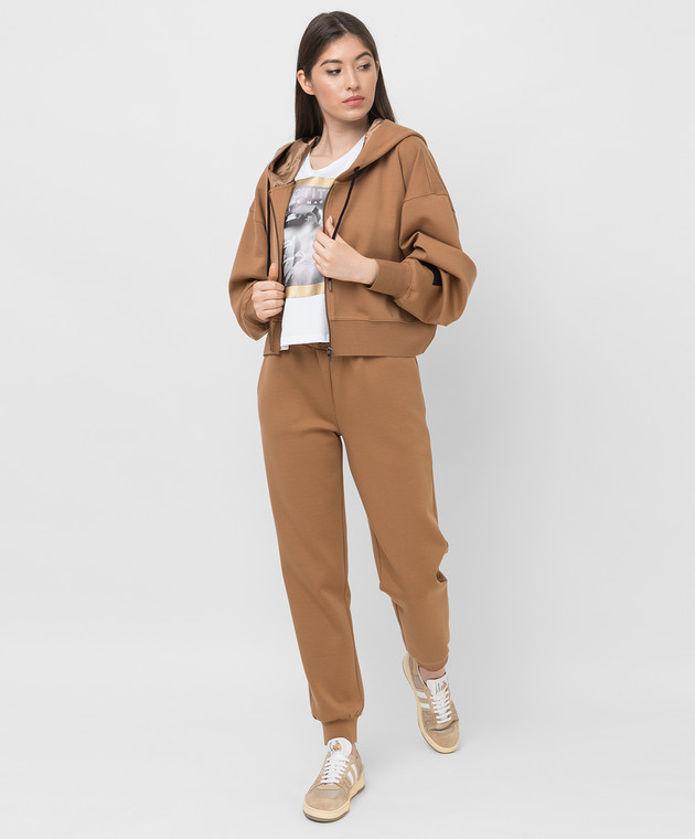 Twinset Темно-бежевые спортивные брюки 212AP260A изображение 2