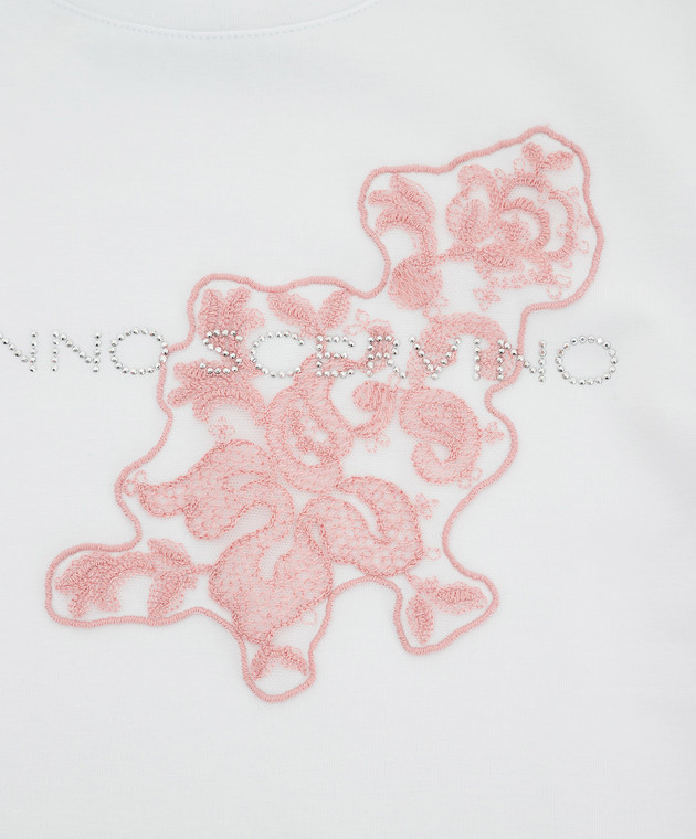 Ermanno Scervino Детская футболка с кружевом и кристаллами ESFTS021JE95XXSS изображение 3