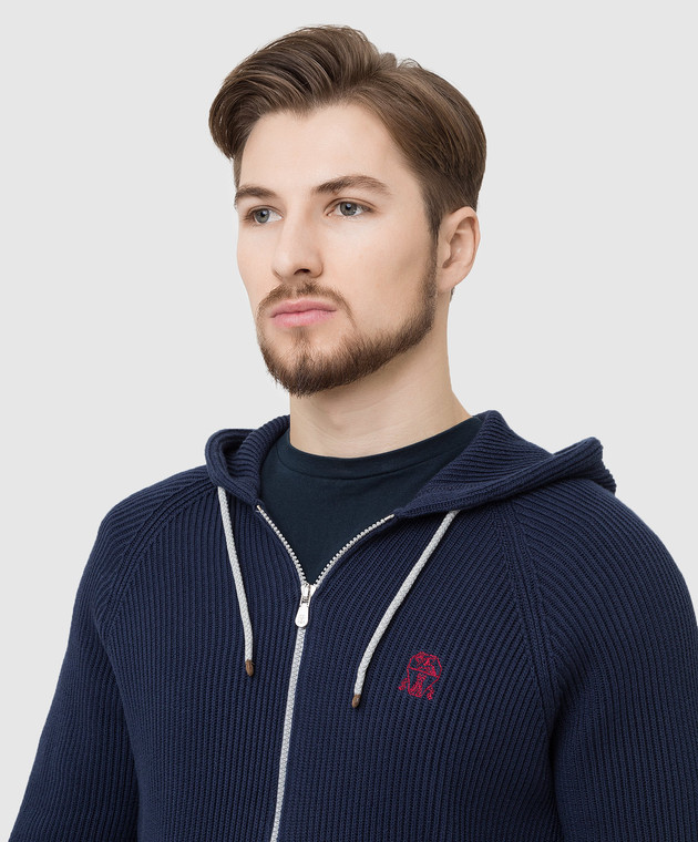 Brunello Cucinelli Темно-синяя спортивная кофта с эмблемой M28704806G изображение 5