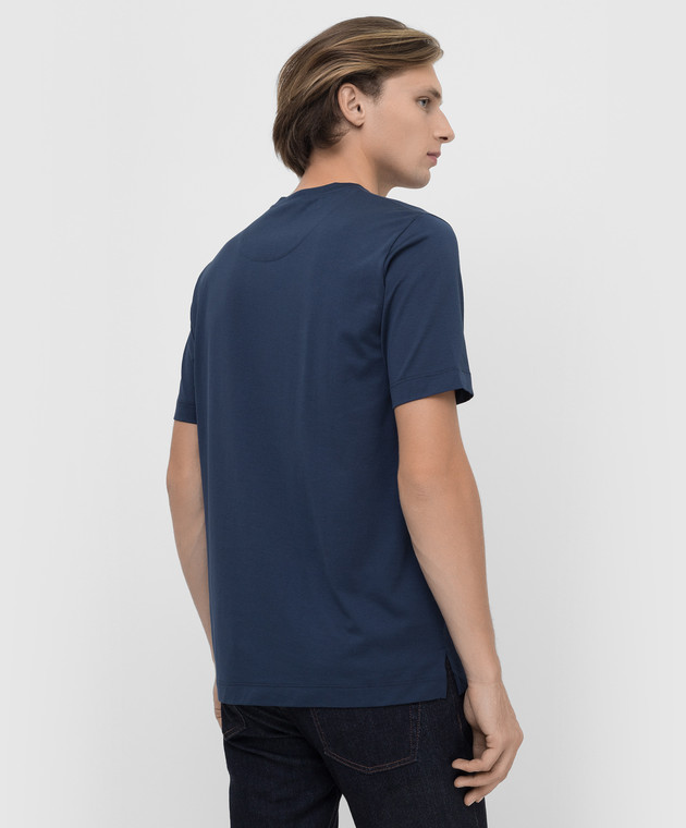 Canali Темно-синяя футболка с логотипом MJ01276T0003 изображение 4