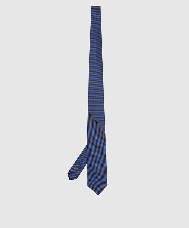 Stefano Ricci Темно-синій шовковий галстук в геометричний візерунок CXDD41073 зображення 3