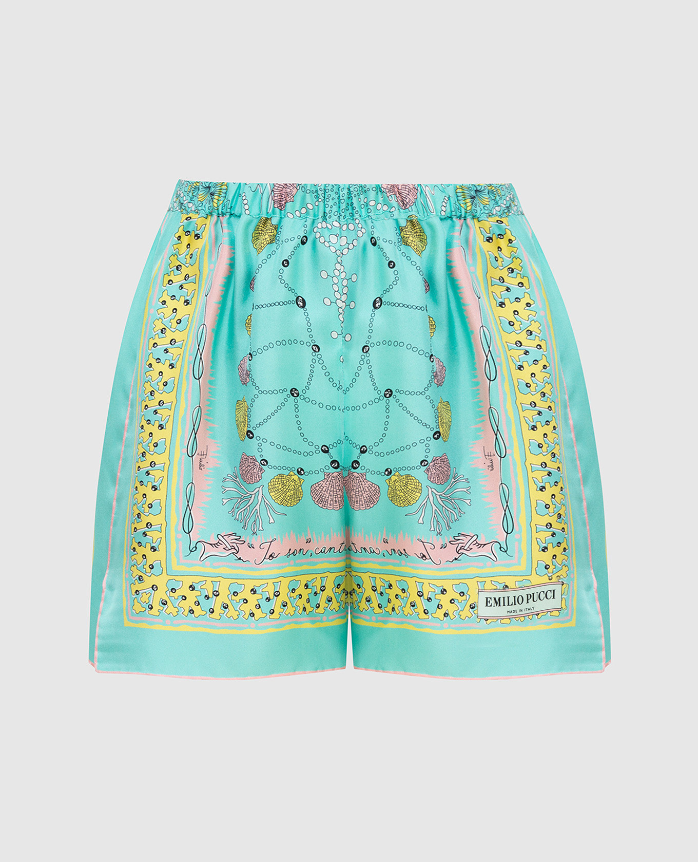 

Шорты из шелка с принтом Conchiglie EMILIO PUCCI, Бирюзовый, Шорты