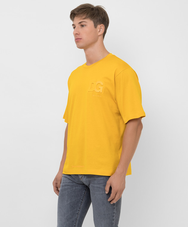 Dolce&Gabbana Желтая футболка с фактурным логотипом G8NB3ZFU7EQ изображение 3