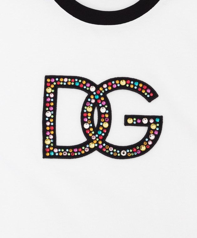 Dolce&Gabbana Дитяча футболка з емблемою DG та кристалами L5JTIGG7B5H812 зображення 3