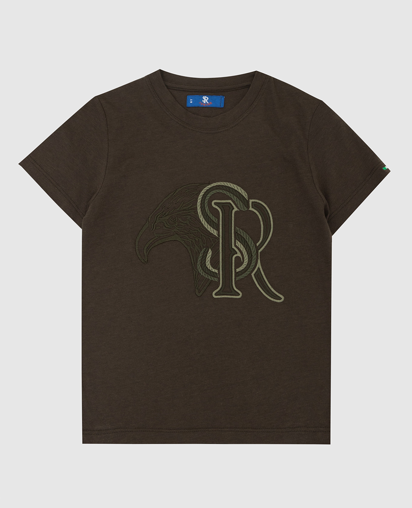 Khaki children's T-shirt with logo embroidery