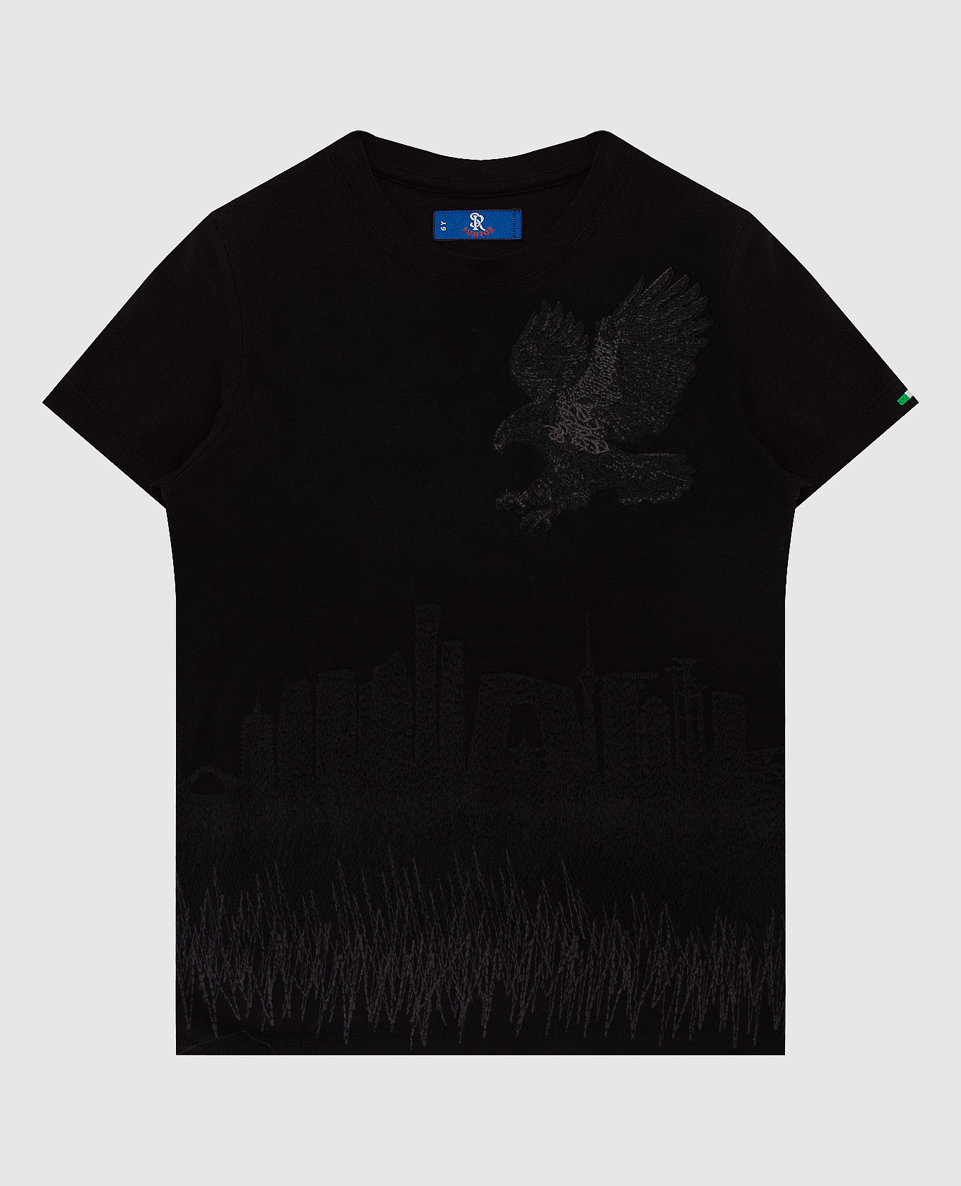 Children's black t-shirt with embroidery