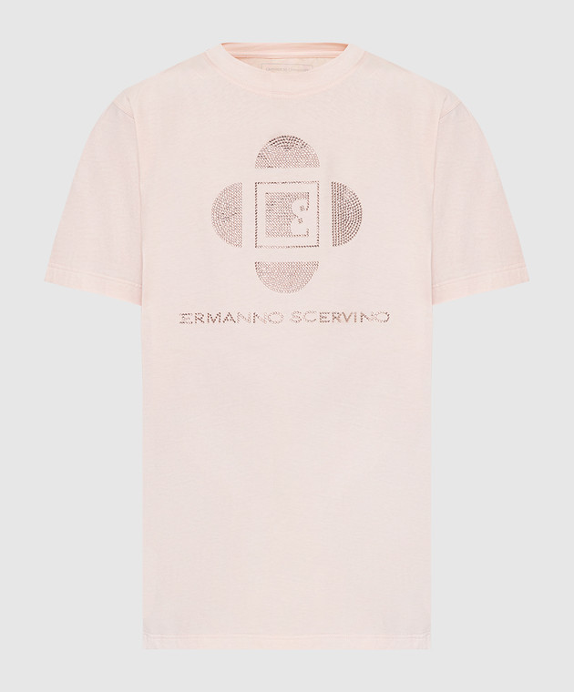 Ermanno Scervino Розовая футболка с кристаллами D385L308CTUER