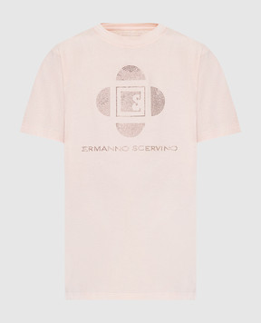 Ermanno Scervino Розовая футболка с кристаллами D385L308CTUER