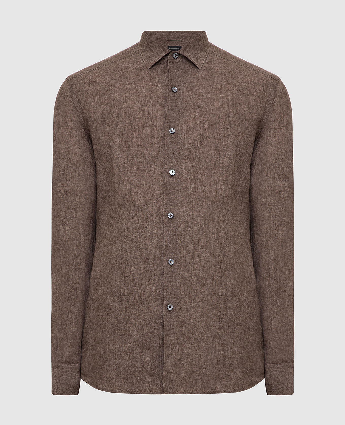 

Льняная рубашка Ermenegildo Zegna, Коричневый, Однотонные