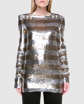 Balmain Срібляста блуза з паєтками 131513
