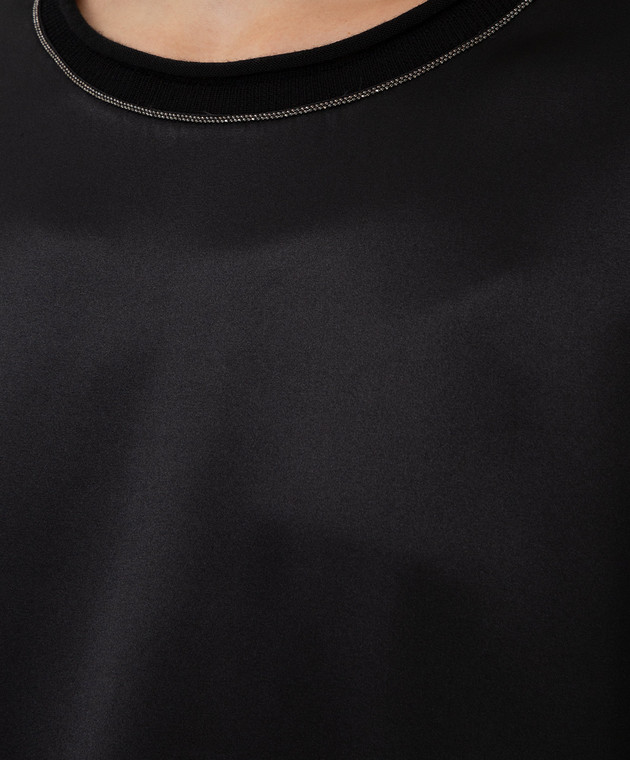 Peserico Черная шелковая блуза с цепочками S06602C2372 изображение 5