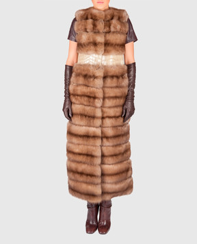 Florence Mode Коричневий жилет з хутра соболя L14115ZTORTORA