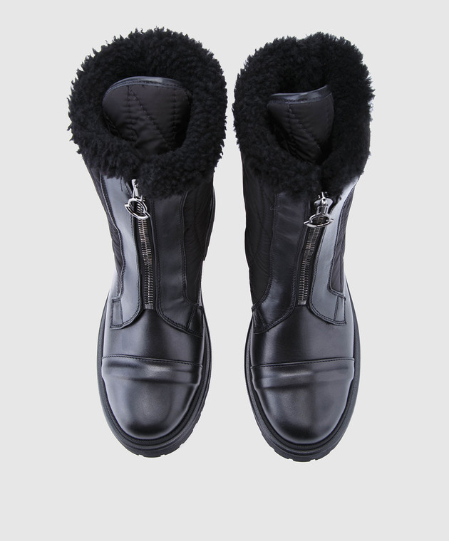 Moncler Черные кожаные ботинки 20314 изображение 4