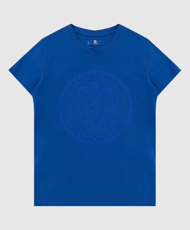 Stefano Ricci Детская синяя футболка с вышивкой YNH9200050803