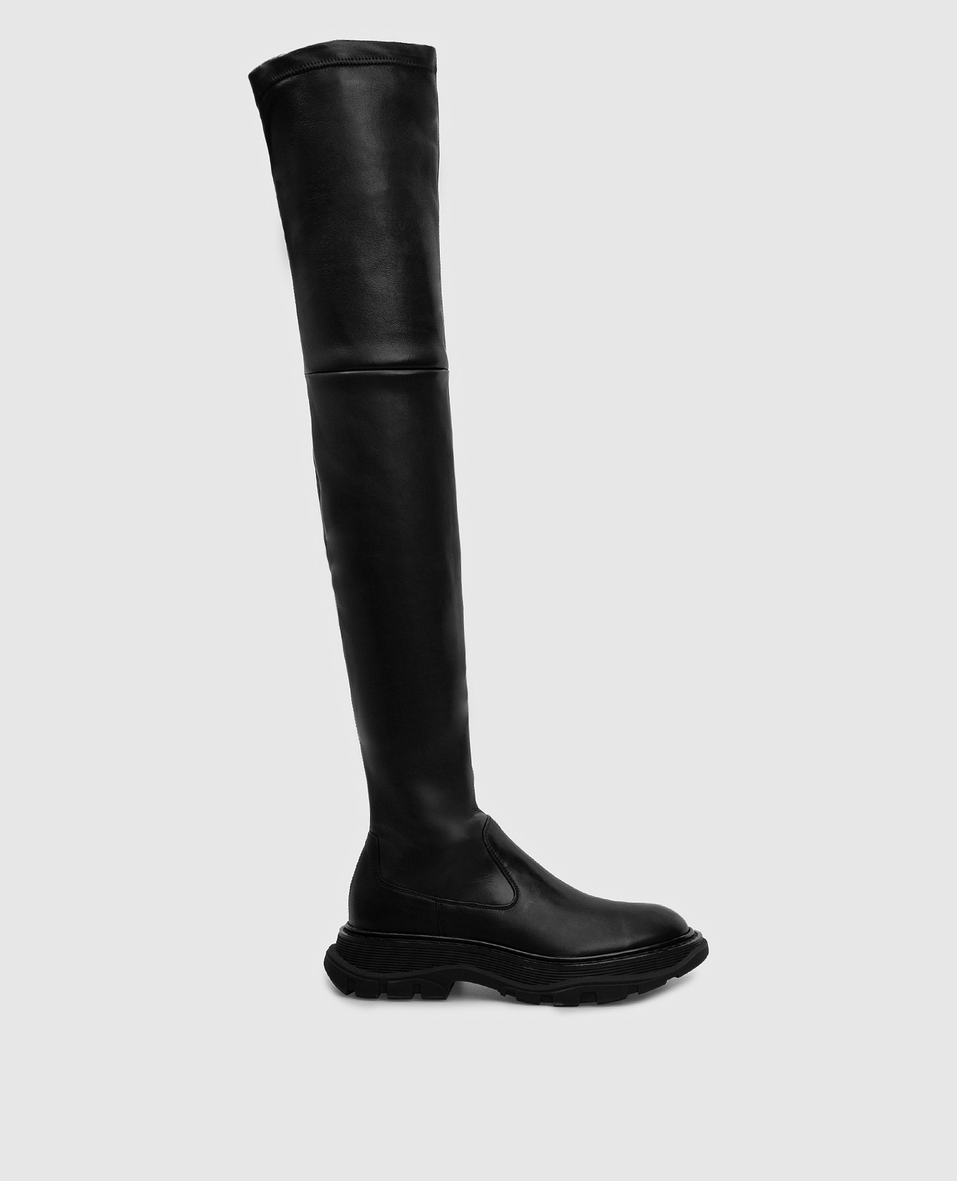 Черные кожаные ботфорты Alexander McQueen