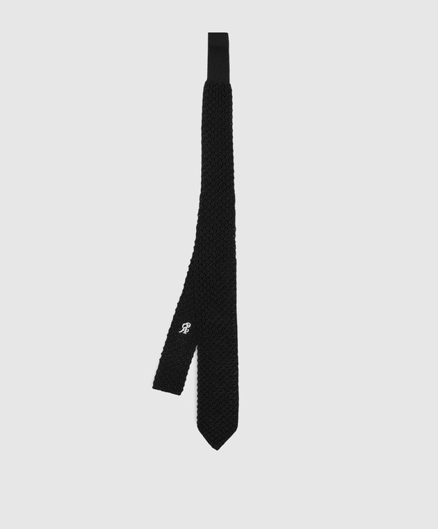 Stefano Ricci Детский черный шелковый галстук в узор YCRM1600SETA изображение 2