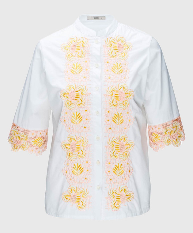 Etro Белая блуза с вышивкой D15180