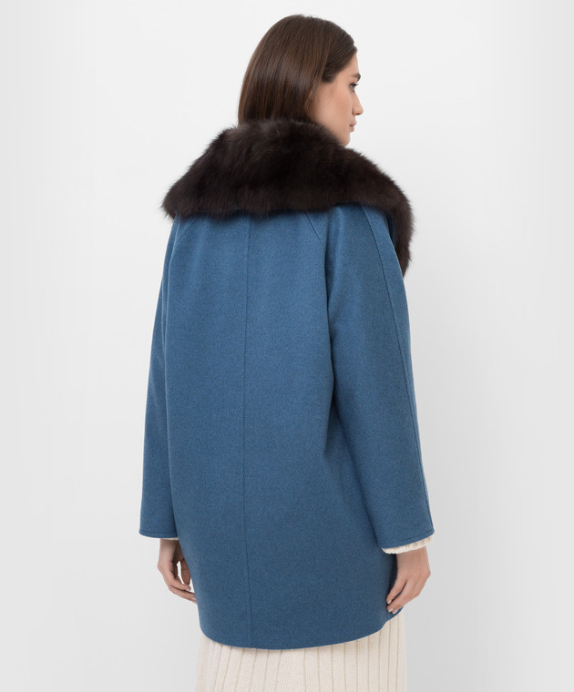 Real Furs House Пальто з кашеміру з хутром соболя QSR433 зображення 4