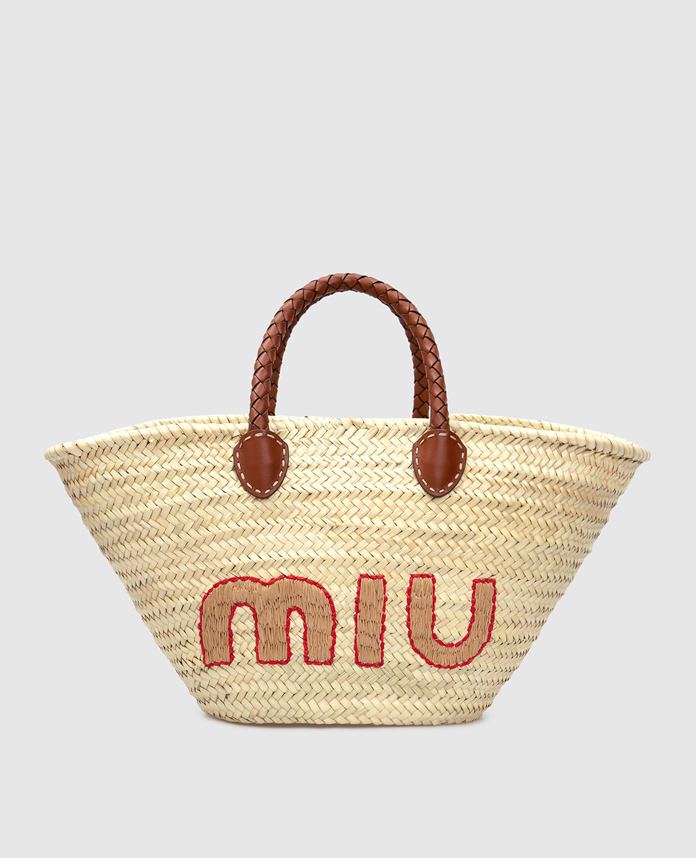 

Соломенная сумка с логотипом Miu Miu, Светло-бежевый, Сумки