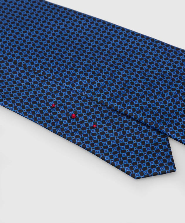 Stefano Ricci Темно-синій шовковий галстук в візерунок патерн CH41029 зображення 4