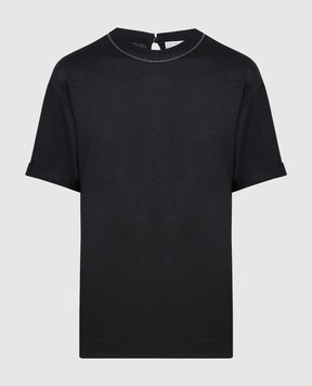 Brunello Cucinelli Чорна футболка з льону MH987BS100