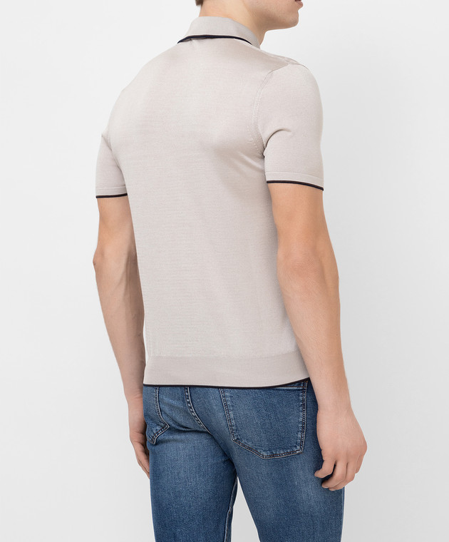Bertolo Cashmere Светло-бежевое поло из шелка 902113001971 изображение 4
