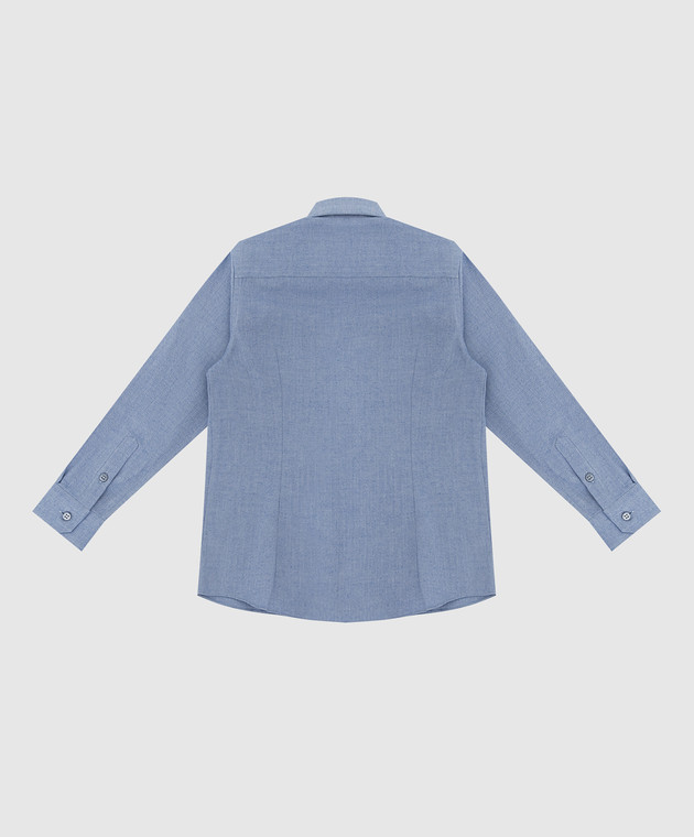 Stefano Ricci Детская темно-синяя меланжевая рубашка YJ003572TE1701 изображение 2