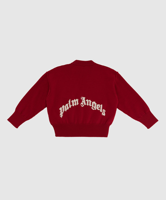 Palm Angels Children's red wool sweater with embroidery PBHA001F21KNI001 image 2