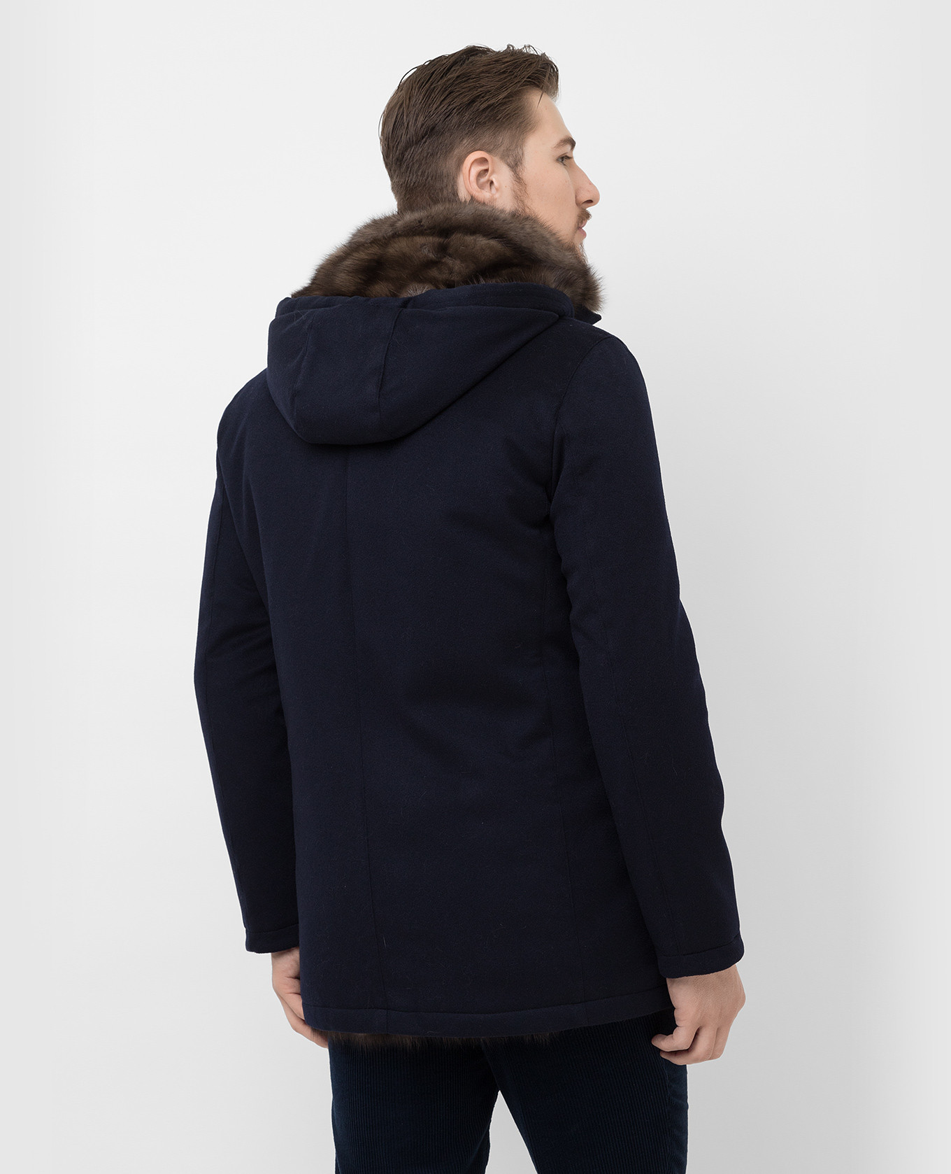 Enrico Mandelli Темно-синее пальто из кашемира на меху соболя A3T7524820 изображение 4