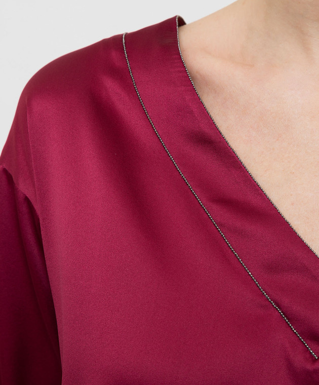 Fabiana Filippi Бордовая блуза из шелка TPD260B156 изображение 5