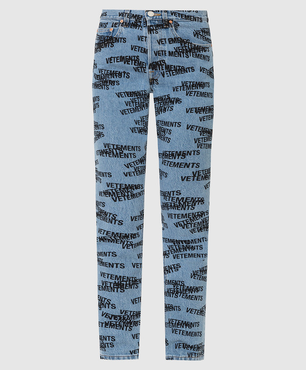 Vetements Светло-синие джинсы в принт логотипа WE52PA400N