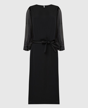Peserico Чорна сукня міді з ланцюжками S02195AB1940