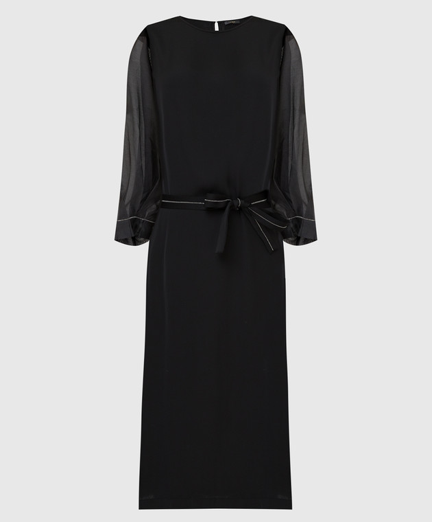 Peserico Чорна сукня міді з ланцюжками S02195AB1940
