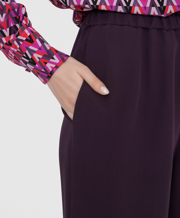 Valentino Темно-фиолетовые укороченные шелковые брюки XB3RB4D01MM изображение 5