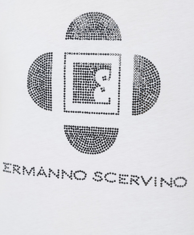 Ermanno Scervino Белая футболка с кристаллами D385L306CTUER изображение 5