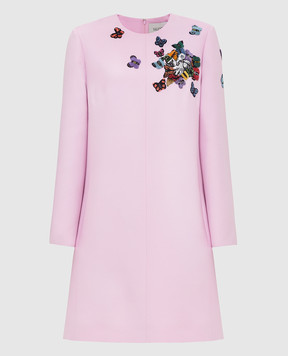 Valentino Розовое платье из шерсти и шелка SB0VAP691CF
