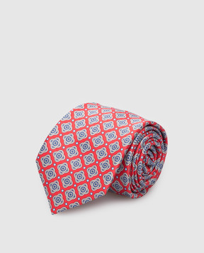 Stefano Ricci Дитячий кораловий шовковий набір із краватки та хустки-паші у візерунок YDH27031