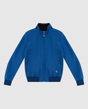 Stefano Ricci Детская двусторонняя синяя куртка из шерсти, кашемира и шелка YDJ9200130HCB43