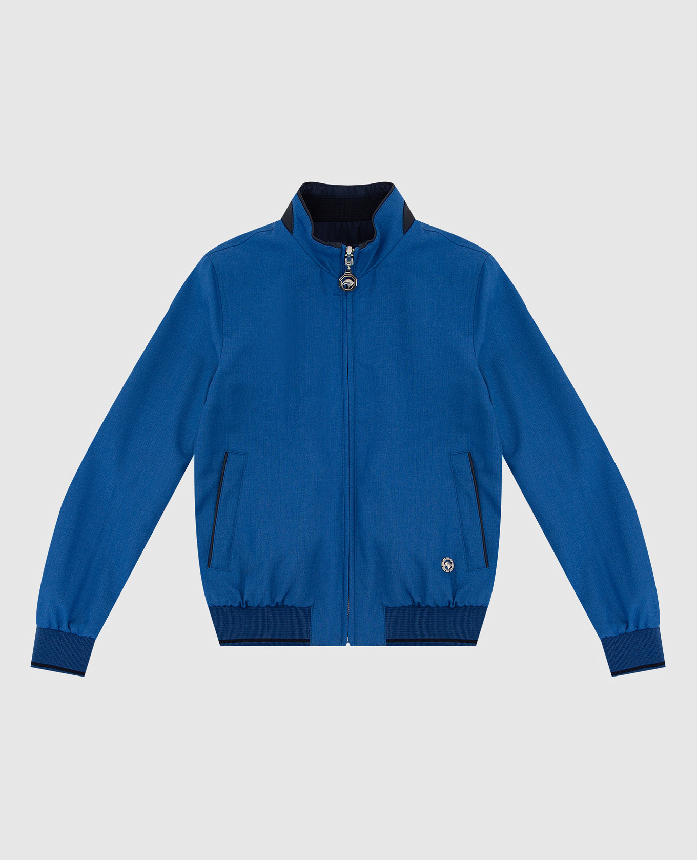 Reversible blue jacket for children in wool, cashmere and silk